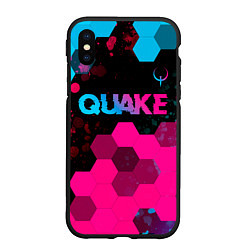 Чехол iPhone XS Max матовый Quake - neon gradient: символ сверху