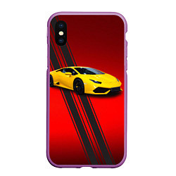 Чехол iPhone XS Max матовый Итальянский гиперкар Lamborghini Aventador, цвет: 3D-фиолетовый