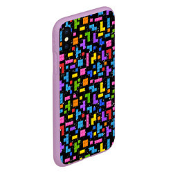 Чехол iPhone XS Max матовый Тетрис лего паттерн, цвет: 3D-сиреневый — фото 2