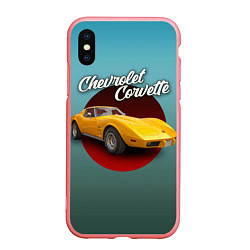 Чехол iPhone XS Max матовый Американский спорткар Chevrolet Corvette Stingray, цвет: 3D-баблгам
