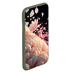 Чехол iPhone XS Max матовый Множество розовых цветов, цвет: 3D-темно-зеленый — фото 2
