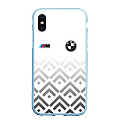 Чехол iPhone XS Max матовый BMW m power - белый, цвет: 3D-голубой