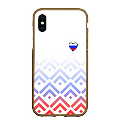 Чехол iPhone XS Max матовый Сердечко россии - треугольники