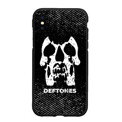 Чехол iPhone XS Max матовый Deftones с потертостями на темном фоне, цвет: 3D-черный