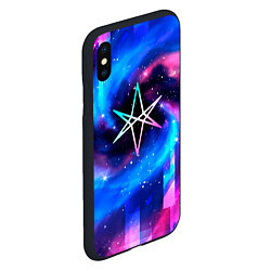 Чехол iPhone XS Max матовый Bring Me the Horizon неоновый космос, цвет: 3D-черный — фото 2