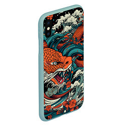 Чехол iPhone XS Max матовый В стиле Irezumi, цвет: 3D-мятный — фото 2