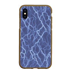 Чехол iPhone XS Max матовый Электрический разряд на голубом фоне