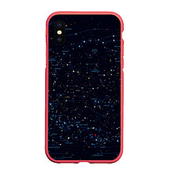 Чехол iPhone XS Max матовый Звездное небо созвездия, цвет: 3D-красный