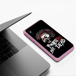 Чехол iPhone XS Max матовый Punks not dead - анархия, цвет: 3D-розовый — фото 2