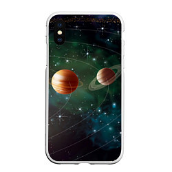 Чехол iPhone XS Max матовый Планетная система, цвет: 3D-белый