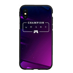 Чехол iPhone XS Max матовый Quake gaming champion: рамка с лого и джойстиком н, цвет: 3D-черный