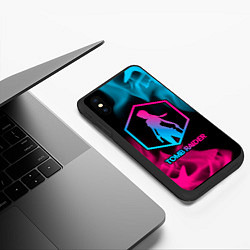 Чехол iPhone XS Max матовый Tomb Raider - neon gradient, цвет: 3D-черный — фото 2