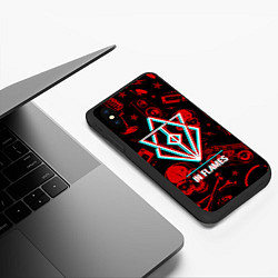Чехол iPhone XS Max матовый In Flames rock glitch, цвет: 3D-черный — фото 2