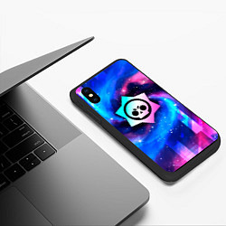 Чехол iPhone XS Max матовый Brawl Stars неоновый космос, цвет: 3D-черный — фото 2