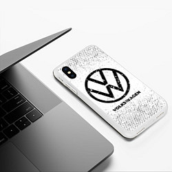 Чехол iPhone XS Max матовый Volkswagen с потертостями на светлом фоне, цвет: 3D-белый — фото 2