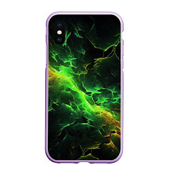 Чехол iPhone XS Max матовый Зеленая молния, цвет: 3D-сиреневый