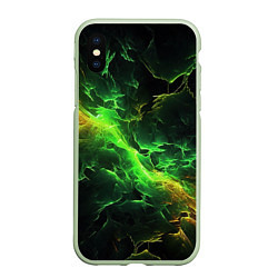 Чехол iPhone XS Max матовый Зеленая молния, цвет: 3D-салатовый