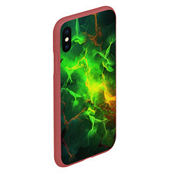 Чехол iPhone XS Max матовый Зеленое свечение молния, цвет: 3D-красный — фото 2