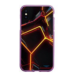 Чехол iPhone XS Max матовый Неон на черном фоне, цвет: 3D-фиолетовый