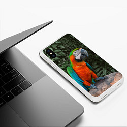 Чехол iPhone XS Max матовый Попугай Макао, цвет: 3D-белый — фото 2