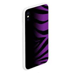 Чехол iPhone XS Max матовый Фиолетовый с черными полосками зебры, цвет: 3D-белый — фото 2