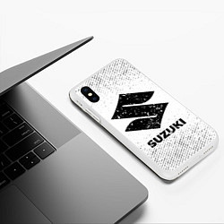 Чехол iPhone XS Max матовый Suzuki с потертостями на светлом фоне, цвет: 3D-белый — фото 2