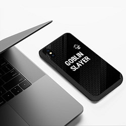 Чехол iPhone XS Max матовый Goblin Slayer glitch на темном фоне: символ сверху, цвет: 3D-черный — фото 2