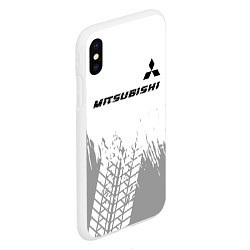 Чехол iPhone XS Max матовый Mitsubishi speed на светлом фоне со следами шин: с, цвет: 3D-белый — фото 2