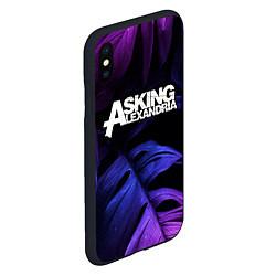 Чехол iPhone XS Max матовый Asking Alexandria neon monstera, цвет: 3D-черный — фото 2