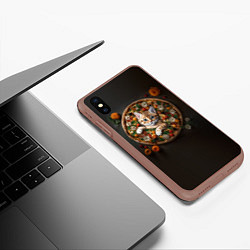 Чехол iPhone XS Max матовый Кот в пицце, цвет: 3D-коричневый — фото 2