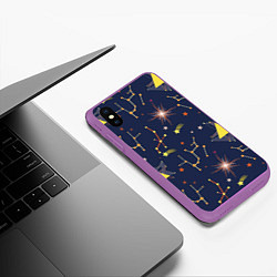 Чехол iPhone XS Max матовый Созвездия, цвет: 3D-фиолетовый — фото 2