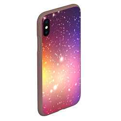 Чехол iPhone XS Max матовый Желто фиолетовое свечение и звезды, цвет: 3D-коричневый — фото 2