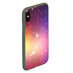 Чехол iPhone XS Max матовый Желто фиолетовое свечение и звезды, цвет: 3D-темно-зеленый — фото 2