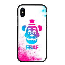 Чехол iPhone XS Max матовый FNAF neon gradient style, цвет: 3D-черный