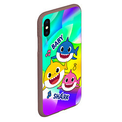 Чехол iPhone XS Max матовый Baby Shark Brooklyn and friends, цвет: 3D-коричневый — фото 2