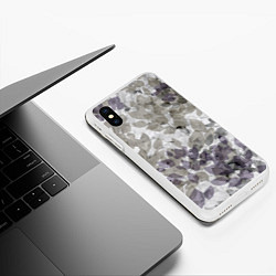 Чехол iPhone XS Max матовый Листья серо-зеленый, цвет: 3D-белый — фото 2