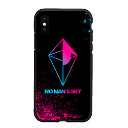 Чехол iPhone XS Max матовый No Mans Sky - neon gradient, цвет: 3D-черный