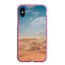 Чехол iPhone XS Max матовый Пустынная планета и спутник, цвет: 3D-малиновый
