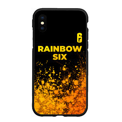 Чехол iPhone XS Max матовый Rainbow Six - gold gradient: символ сверху