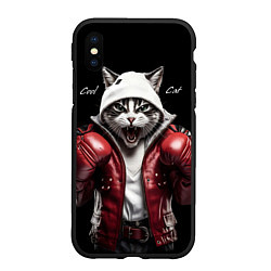Чехол iPhone XS Max матовый Cool fighting cat, цвет: 3D-черный