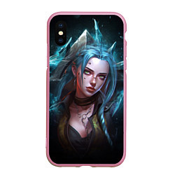 Чехол iPhone XS Max матовый Jinx fantasy art Arcane League of Legends, цвет: 3D-розовый