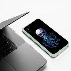 Чехол iPhone XS Max матовый Череп с щупальцами, цвет: 3D-салатовый — фото 2
