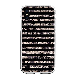 Чехол iPhone XS Max матовый В полоску с ахегао, цвет: 3D-белый