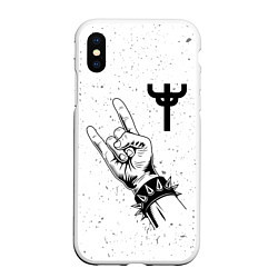 Чехол iPhone XS Max матовый Judas Priest и рок символ, цвет: 3D-белый