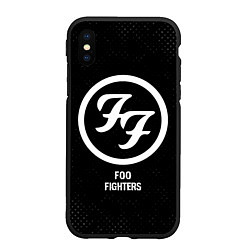 Чехол iPhone XS Max матовый Foo Fighters glitch на темном фоне, цвет: 3D-черный