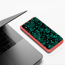Чехол iPhone XS Max матовый Бирюзовые с зеленым конфетти, цвет: 3D-красный — фото 2