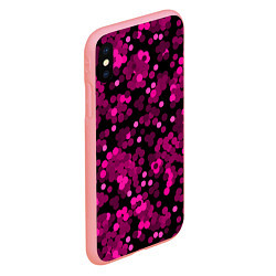 Чехол iPhone XS Max матовый Красно розовые конфетти на черном, цвет: 3D-баблгам — фото 2