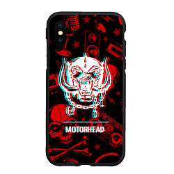 Чехол iPhone XS Max матовый Motorhead rock glitch, цвет: 3D-черный