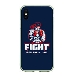 Чехол iPhone XS Max матовый Fight ММА, цвет: 3D-салатовый