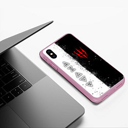 Чехол iPhone XS Max матовый Ведьмак - знаки, цвет: 3D-розовый — фото 2